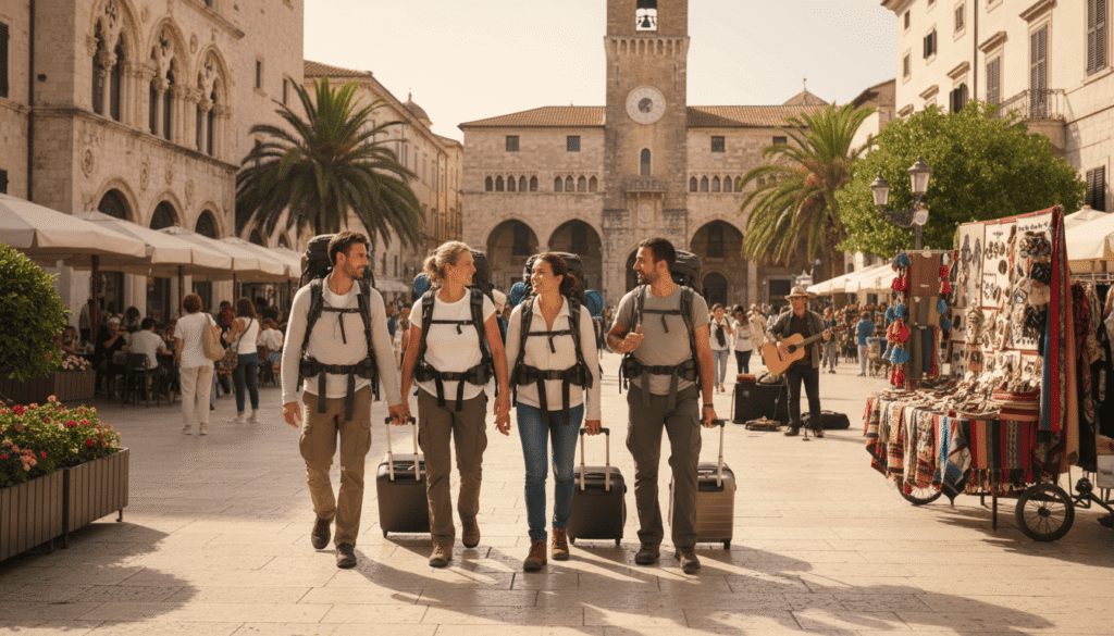 Travelers exploring a city attraction after an airport transfer — airport tours and attractions guide