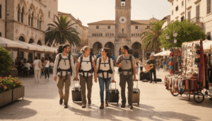 Travelers exploring a city attraction after an airport transfer — airport tours and attractions guide