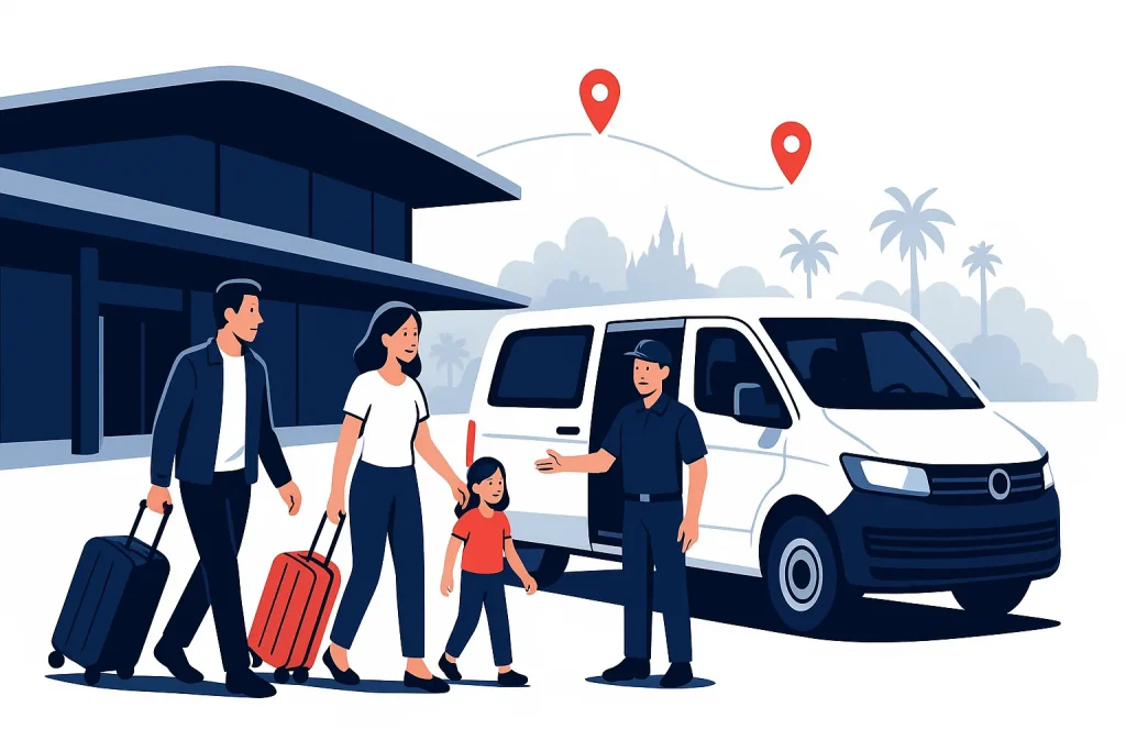 Orlando airport to Disney World transportation illustration