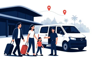Orlando airport to Disney World transportation illustration