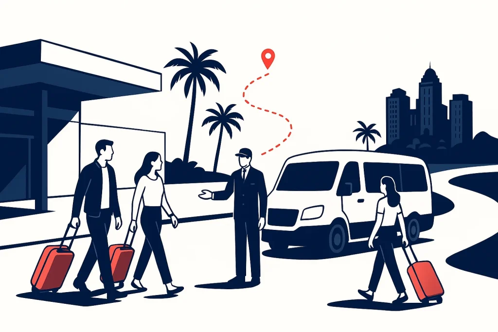 Las Vegas airport to The Strip transportation illustration