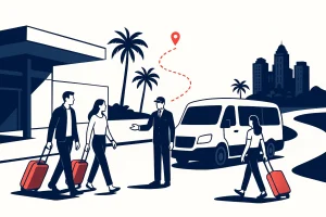 Las Vegas airport to The Strip transportation illustration