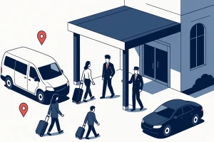Las Vegas airport to hotels transportation illustration