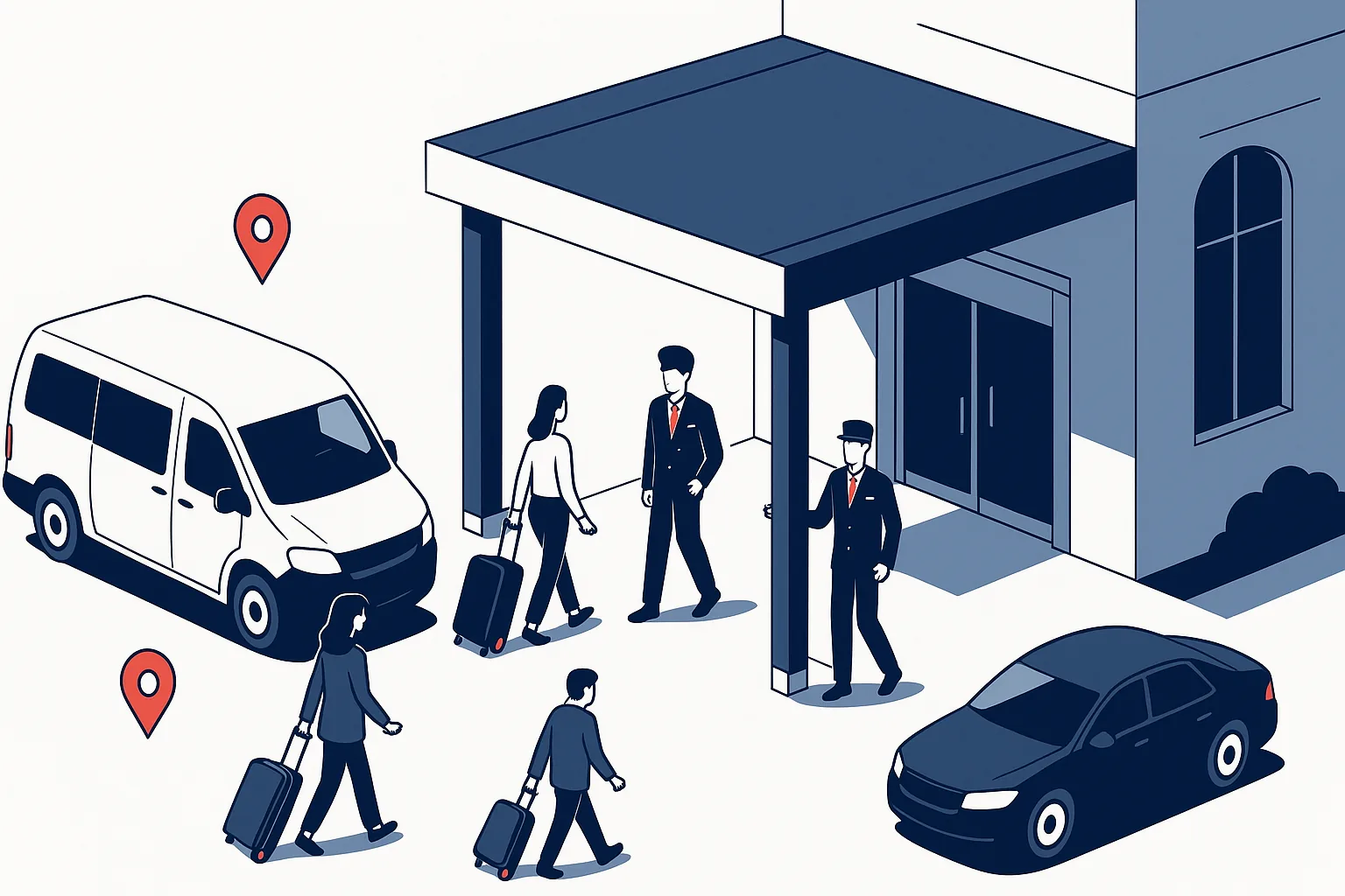 Las Vegas airport to hotels transportation illustration