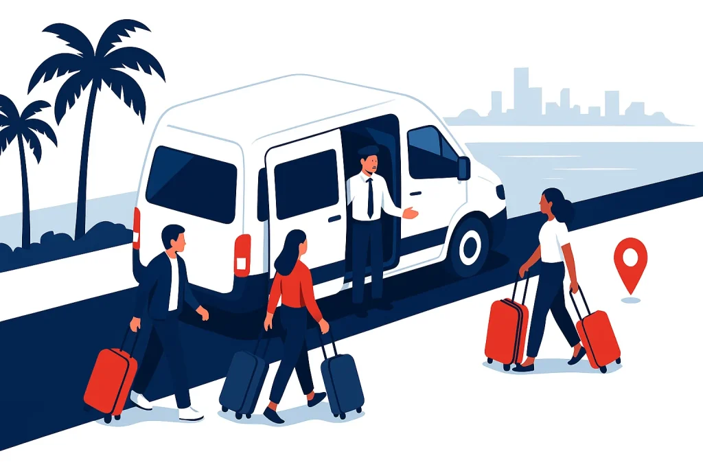 Miami airport to South Beach transportation illustration