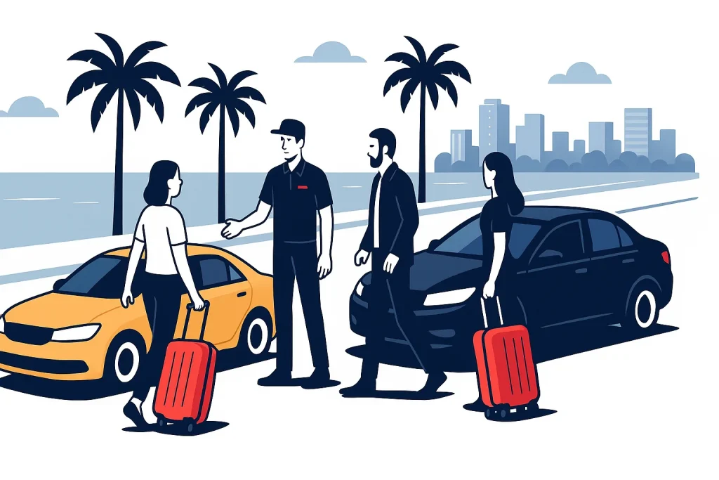 Uber vs taxi in Miami illustration