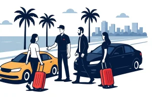 Uber vs taxi in Miami illustration