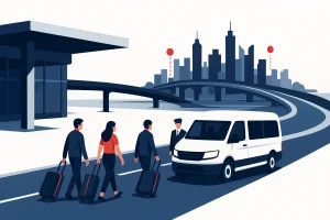 Miami airport to Downtown Miami transportation illustration