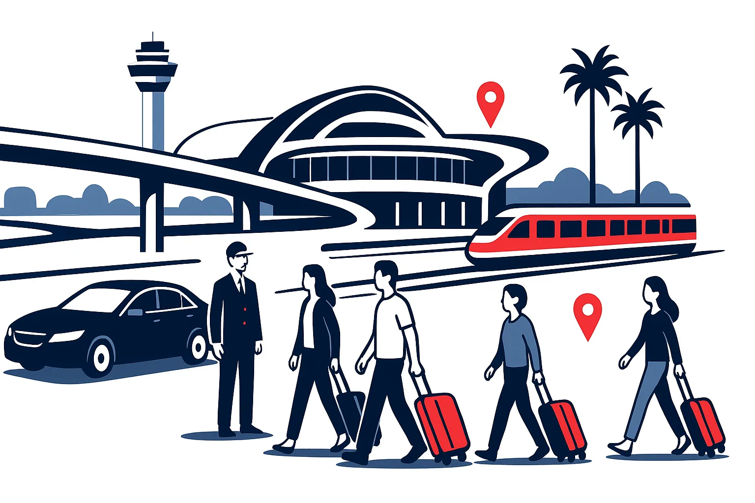 Los Angeles airport transportation guide illustration